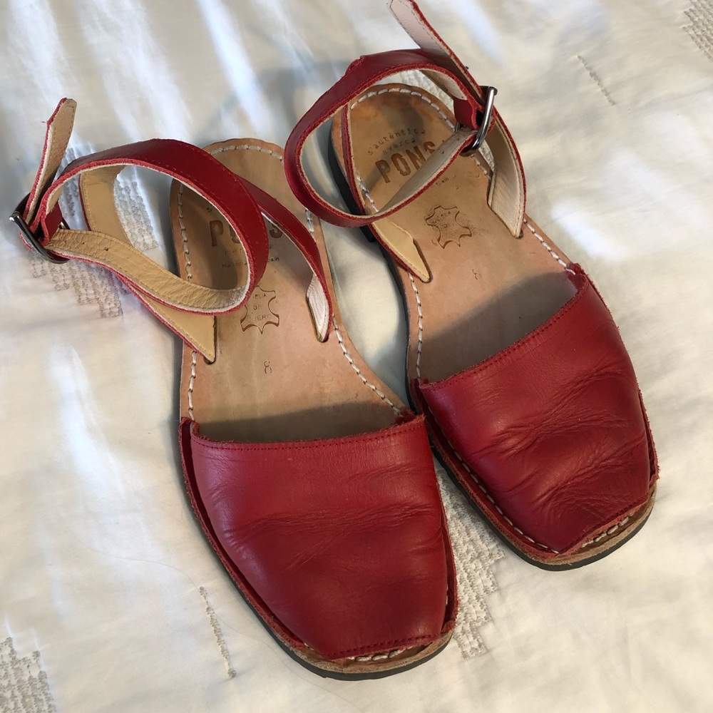 Red leather Pons Sandals women’s 8